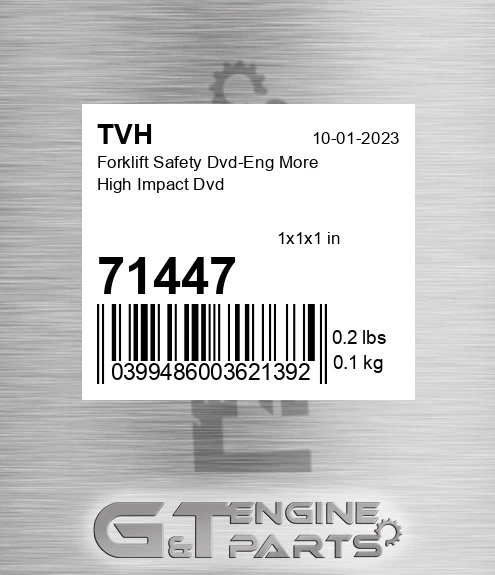 71447 Forklift Safety Dvd-Eng More High Impact Dvd