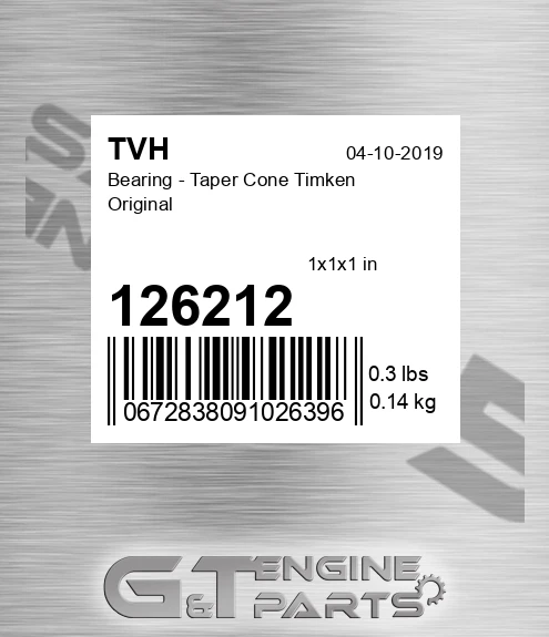 126212 Bearing - Taper Cone Timken Original