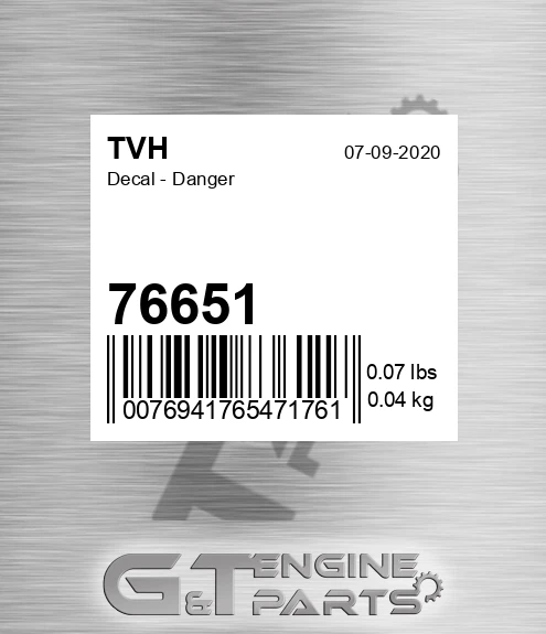 76651 Decal - Danger