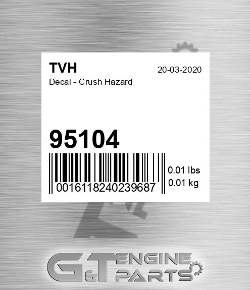 95104 Decal - Crush Hazard