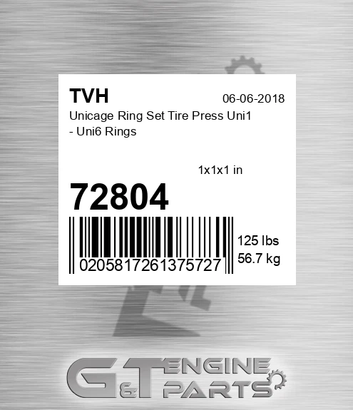 72804 Unicage Ring Set Tire Press Uni1 - Uni6 Rings