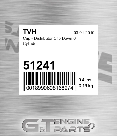 51241 Cap - Distributor Clip Down 6 Cylinder