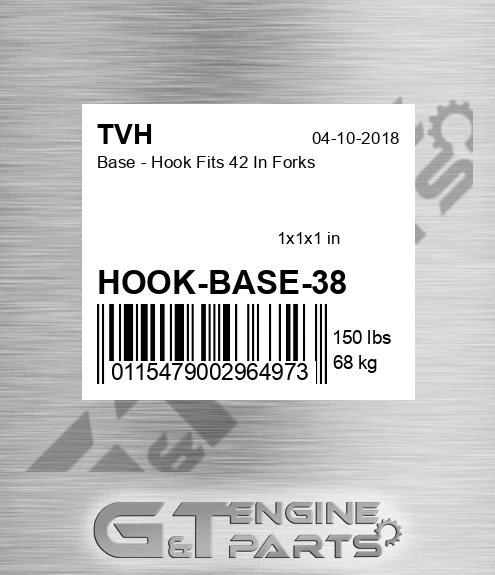 HOOK-BASE-38 Base - Hook Fits 42 In Forks
