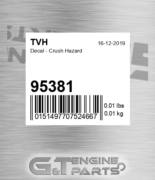 95381 Decal - Crush Hazard