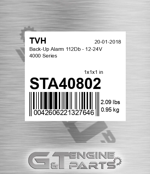 STA40802 Back-Up Alarm 112Db - 12-24V 4000 Series