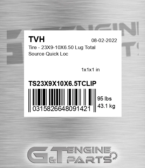 TS23X9X10X6.5TCLIP Tire - 23X9-10X6.50 Lug Total Source Quick Loc