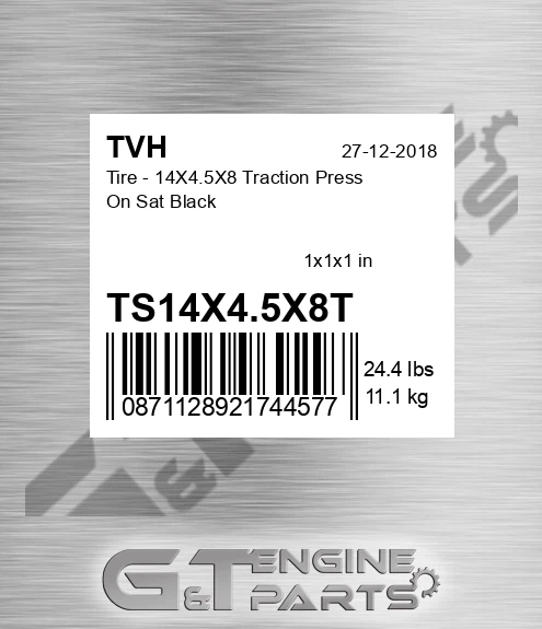TS14X4.5X8T Tire - 14X4.5X8 Traction Press On Sat Black