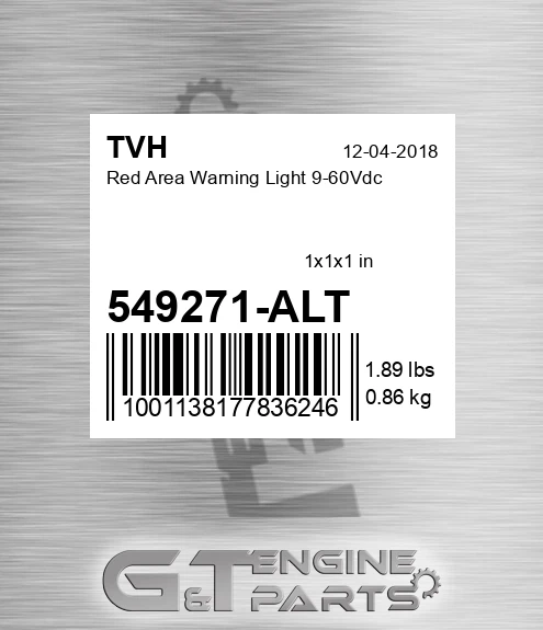549271-ALT Red Area Warning Light 9-60Vdc