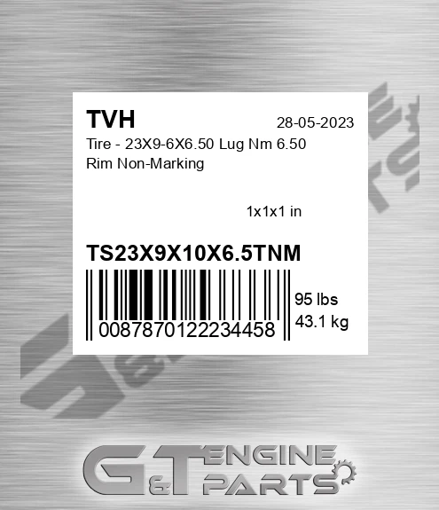 TS23X9X10X6.5TNM Tire - 23X9-6X6.50 Lug Nm 6.50 Rim Non-Marking