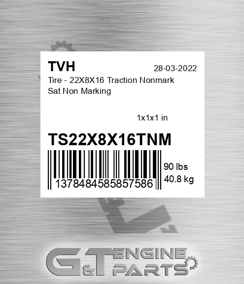 TS22X8X16TNM Tire - 22X8X16 Traction Nonmark Sat Non Marking