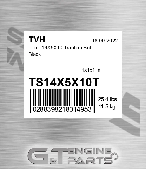 TS14X5X10T Tire - 14X5X10 Traction Sat Black