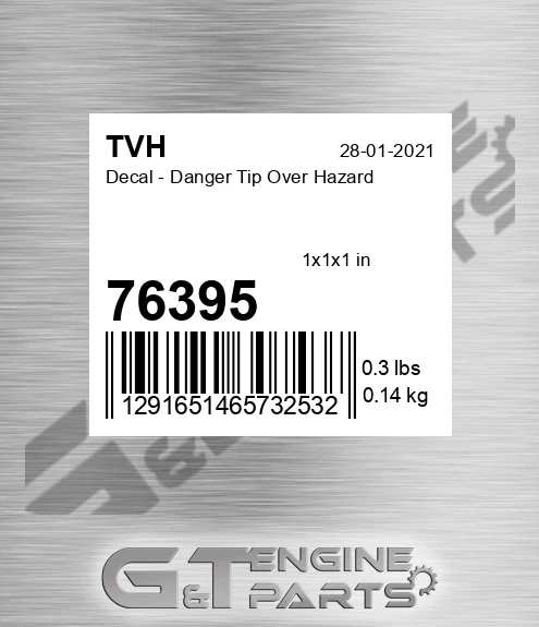 76395 Decal - Danger Tip Over Hazard