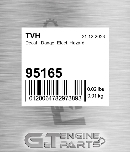 95165 Decal - Danger Elect. Hazard