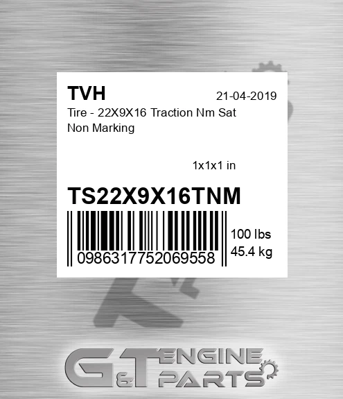 TS22X9X16TNM Tire - 22X9X16 Traction Nm Sat Non Marking