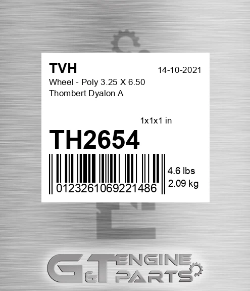 TH2654 Wheel - Poly 3.25 X 6.50 Thombert Dyalon A
