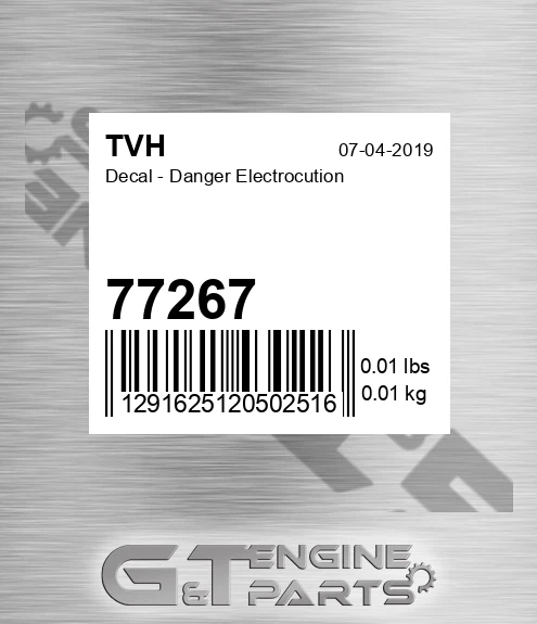 77267 Decal - Danger Electrocution