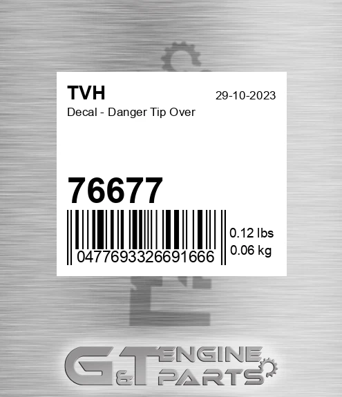 76677 Decal - Danger Tip Over