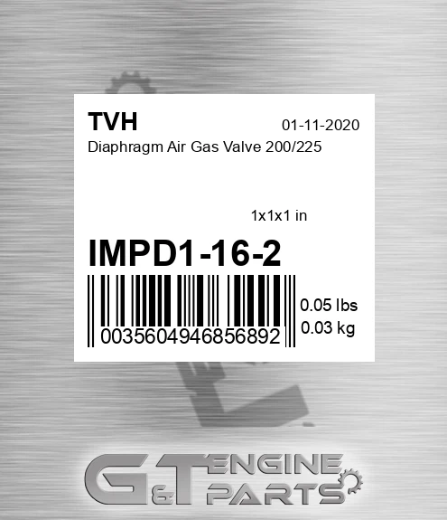 IMPD1-16-2 Diaphragm Air Gas Valve 200/225