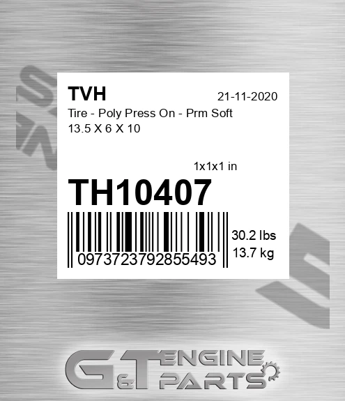 TH10407 Tire - Poly Press On - Prm Soft 13.5 X 6 X 10