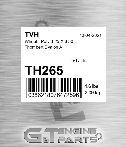 TH265 Wheel - Poly 3.25 X 6.50 Thombert Dyalon A