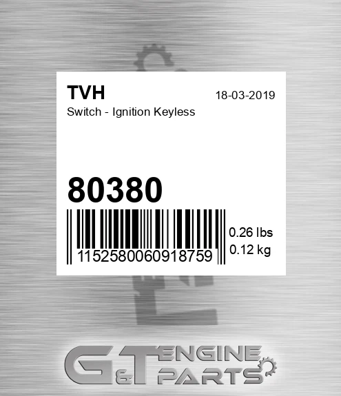 80380 Switch - Ignition Keyless