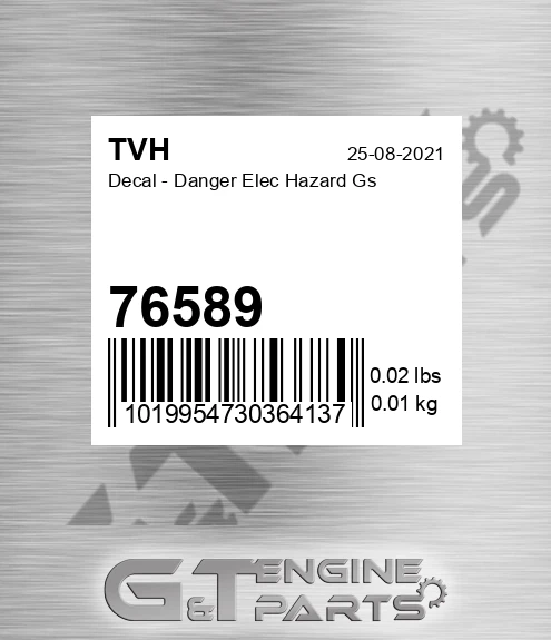 76589 Decal - Danger Elec Hazard Gs