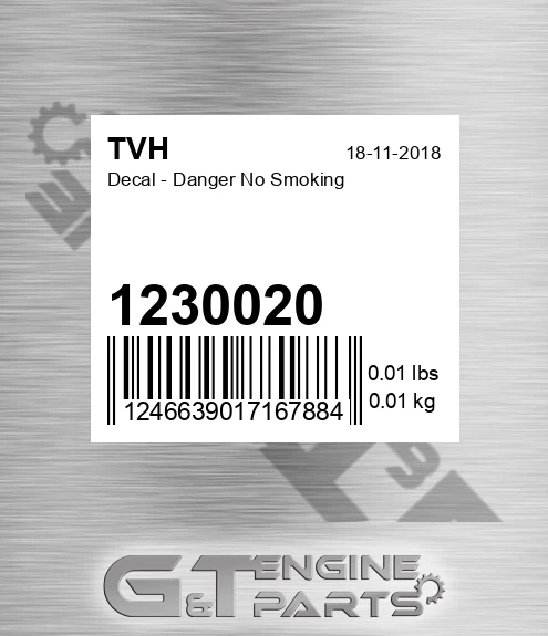 1230020 Decal - Danger No Smoking