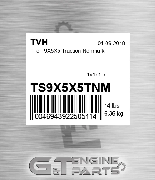 TS9X5X5TNM Tire - 9X5X5 Traction Nonmark