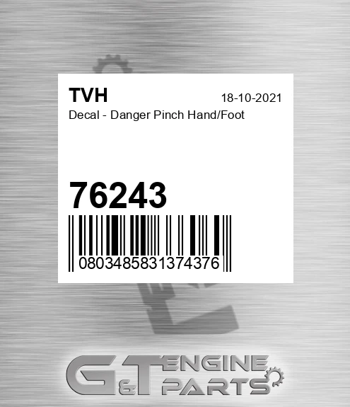 76243 Decal - Danger Pinch Hand/Foot
