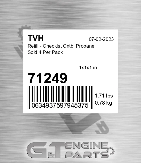 71249 Refill - Checklst Cntbl Propane Sold 4 Per Pack