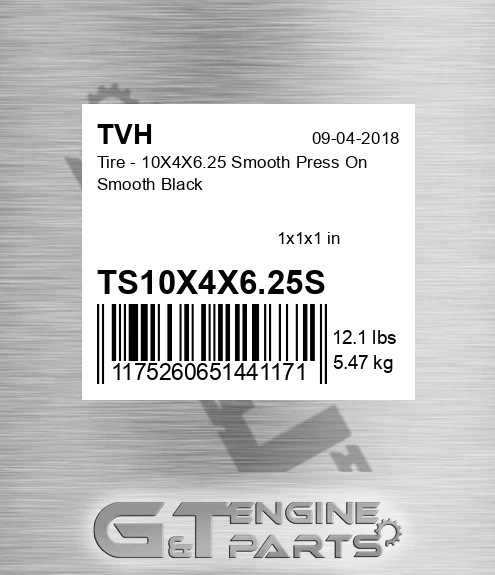 TS10X4X6.25S Tire - 10X4X6.25 Smooth Press On Smooth Black