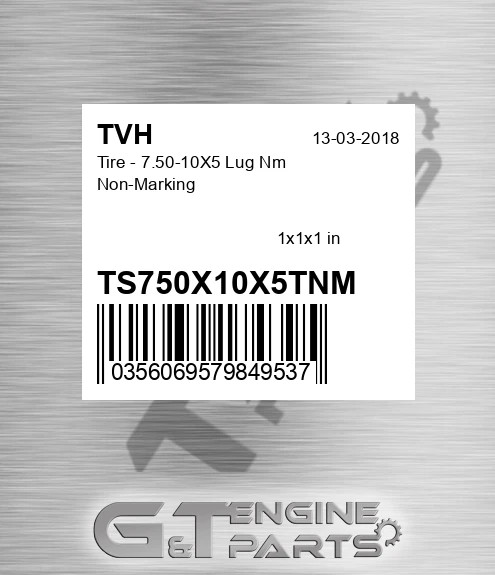 TS750X10X5TNM Tire - 7.50-10X5 Lug Nm Non-Marking