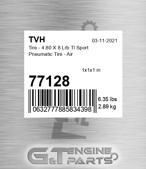 77128 Tire - 4.80 X 8 Lrb Tl Sport Pneumatic Tire - Air