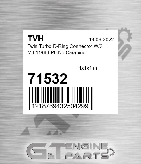 71532 Twin Turbo D-Ring Connector W/2 Mfl-11/6Ft Pfl-No Carabine