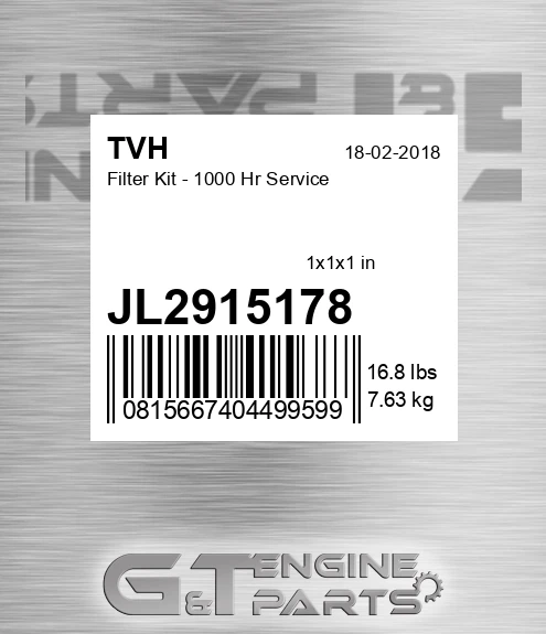 JL2915178 Filter Kit - 1000 Hr Service