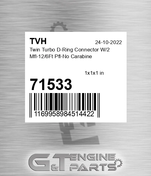 71533 Twin Turbo D-Ring Connector W/2 Mfl-12/6Ft Pfl-No Carabine