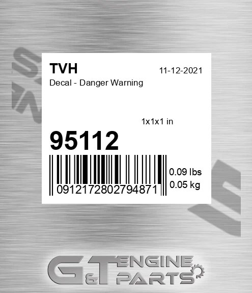 95112 Decal - Danger Warning