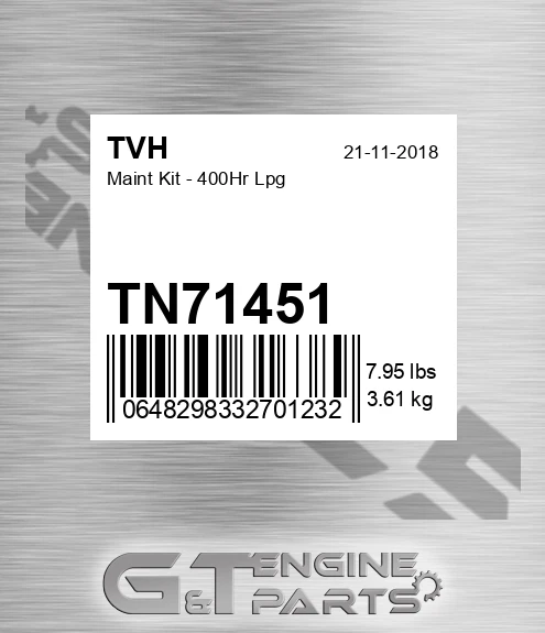 TN71451 Maint Kit - 400Hr Lpg