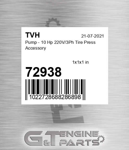 72938 Pump - 10 Hp 220V/3Ph Tire Press Accessory