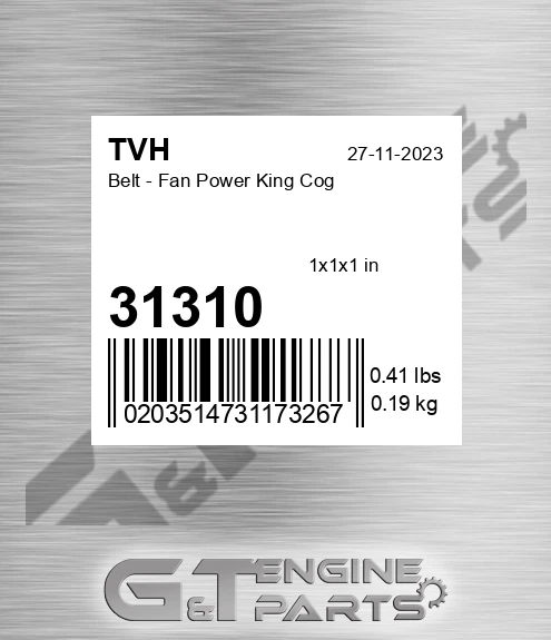 31310 Belt - Fan Power King Cog