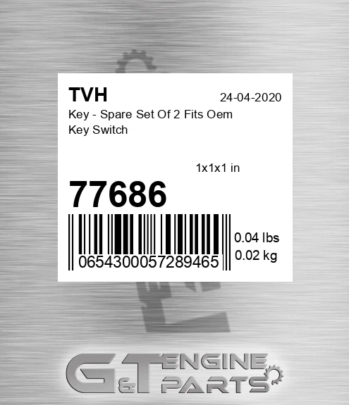 77686 Key - Spare Set Of 2 Fits Oem Key Switch