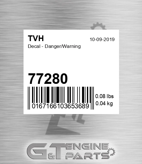 77280 Decal - Danger/Warning