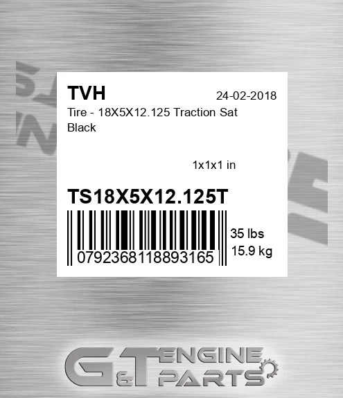 TS18X5X12.125T Tire - 18X5X12.125 Traction Sat Black
