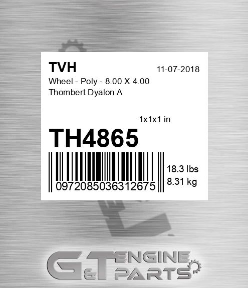 TH4865 Wheel - Poly - 8.00 X 4.00 Thombert Dyalon A