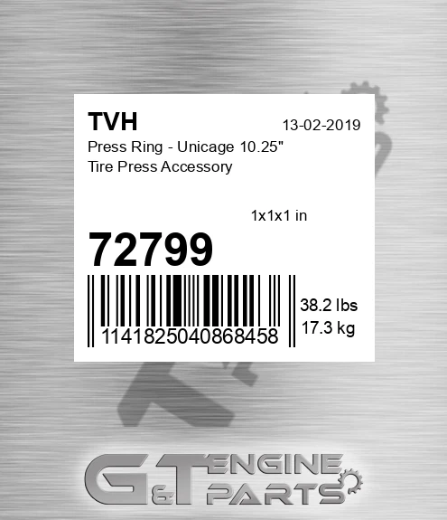 72799 Press Ring - Unicage 10.25&quot; Tire Press Accessory
