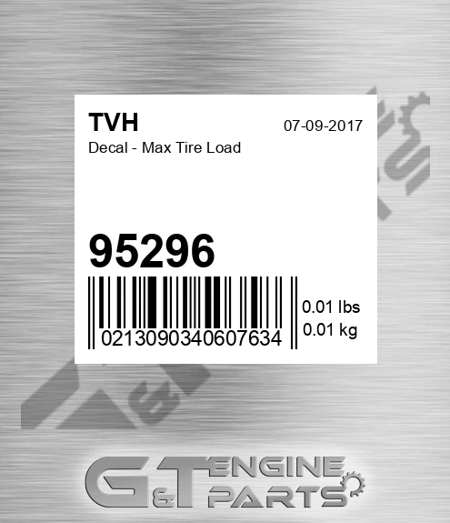 95296 Decal - Max Tire Load
