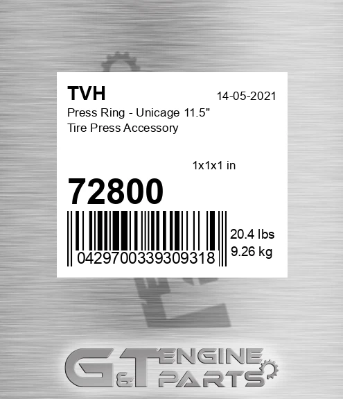 72800 Press Ring - Unicage 11.5&quot; Tire Press Accessory