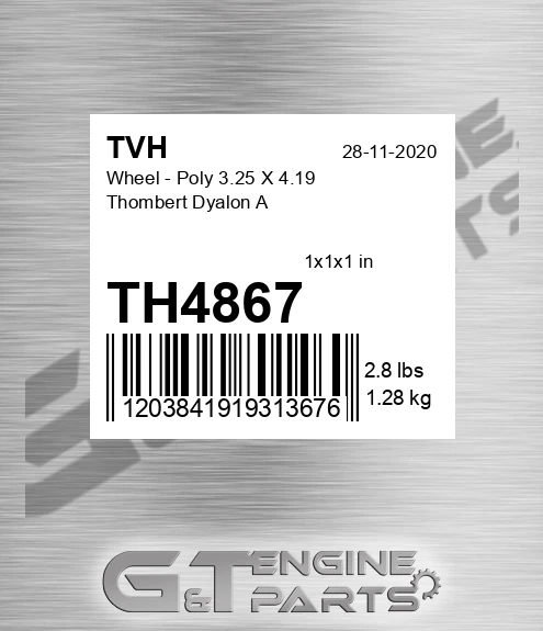 TH4867 Wheel - Poly 3.25 X 4.19 Thombert Dyalon A