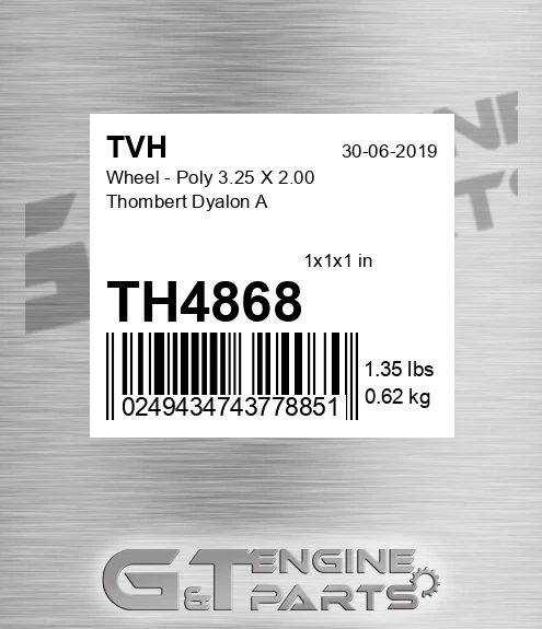 TH4868 Wheel - Poly 3.25 X 2.00 Thombert Dyalon A