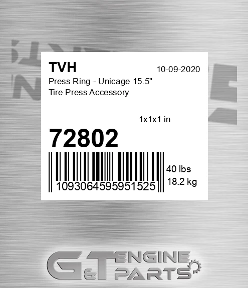 72802 Press Ring - Unicage 15.5&quot; Tire Press Accessory